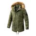 "Men's Winter Parka Coat With Fleece Lining – Long Hooded Jacket, Cotton-Polyester Blend, Oversized Streetwear Style (Black/Khaki/Army Green)"_viptrois.com