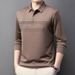 Nordmann Long Sleeve T-Shirt Men Spring Autumn Turn-Down Collar Polo Middle-Aged Dad Business Casual Top Base Shirt_viptrois.com