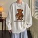 New retro personalized trendy brand teddy bear sweater for men, autumn and winter, loose fitting couple's knitted sweater_viptrois.com
