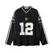 Men's Clothing Retro Letter Print Mesh Jersey Long Sleeved T Shirt Couple Loose Hiphop Top_viptrois.com