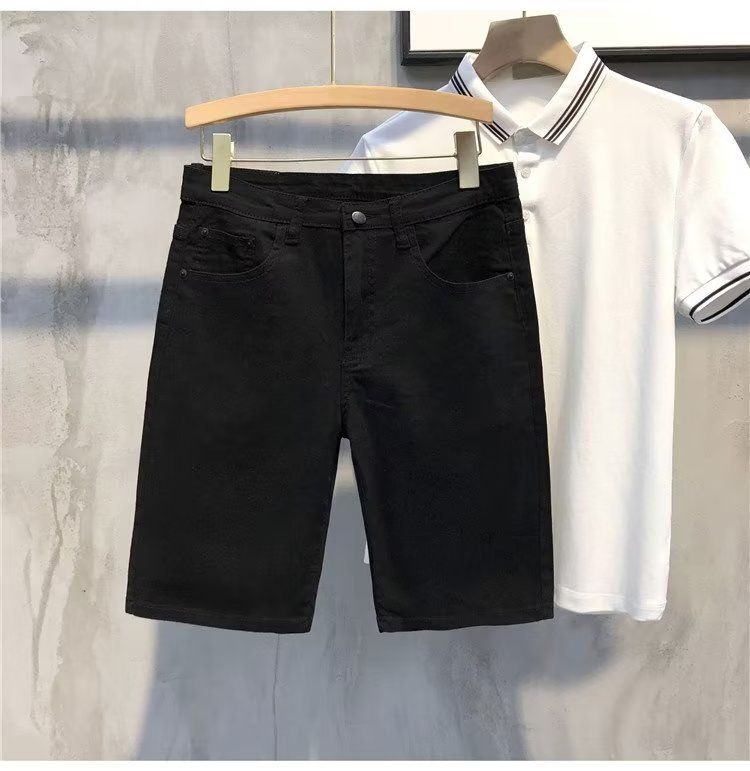 Men's Clothing White Shorts Trendy Casual Versatile Slim Jeans Thin Elastic Shorts_viptrois.com