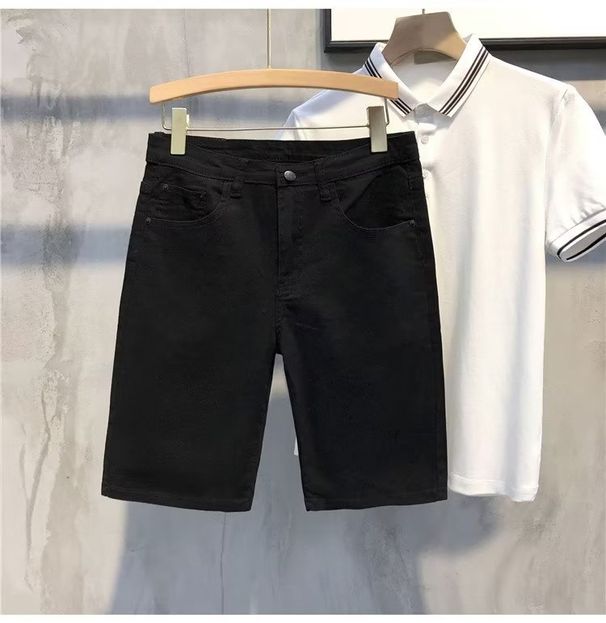 Men's Clothing White Shorts Trendy Casual Versatile Slim Jeans Thin Elastic Shorts_viptrois.com
