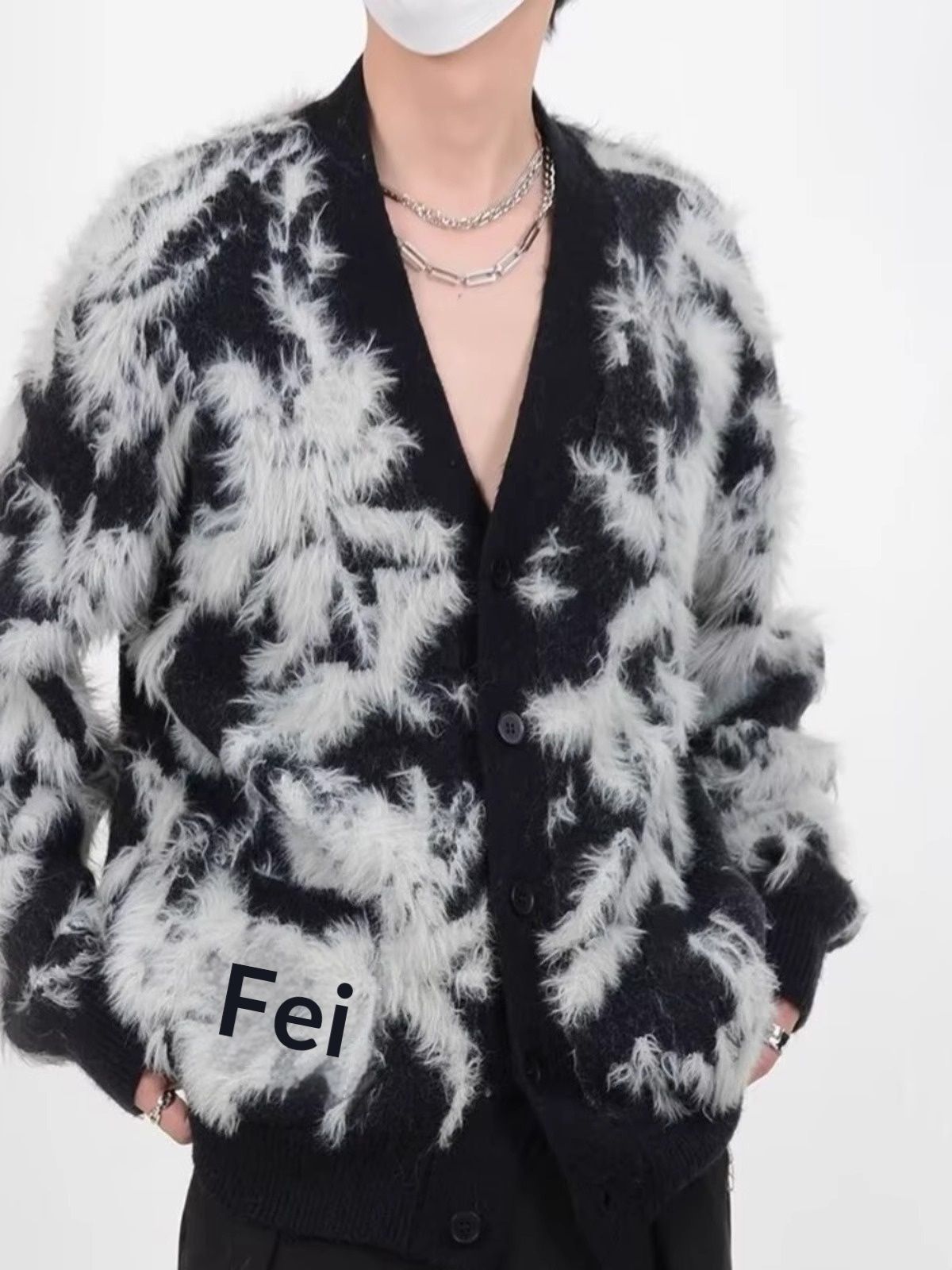 2026 New Retro V-Neck Mink Fur Jacket Trendy Brand European And American Street Style Men's High-End Sweater_viptrois.com
