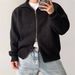 M-2XL Men's Clothing Popular Cardigan Sweater Men 2024 Heavy Craft Korean Version Stand Collar Solid Color Large Size Knitted Sweater Men's Coat Trend_viptrois.com