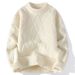 Men's Cable Knit Sweater - Winter Crewneck Pullover With Fleece Lining In Solid & Patterned Colors (Navy, Black, Grey & More)_viptrois.com