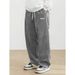 Men's Corduroy Casual Pants High Street Fashion Retro Straight Trousers Black Blue Mid Waist Drawstring Shorts_viptrois.com
