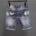 Men's Slim Fit Stretchy Denim Shorts Summer Trendy Ripped Patch mid Length Casual Versatile Five Point Online Popular_viptrois.com