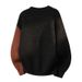 Unisex Contrast-Color Knit Sweater – Oversized Crewneck Pullover (Black & White/Coffee/Muted Grey, M-4XL, 90% Polyester Cozy Fit)_viptrois.com