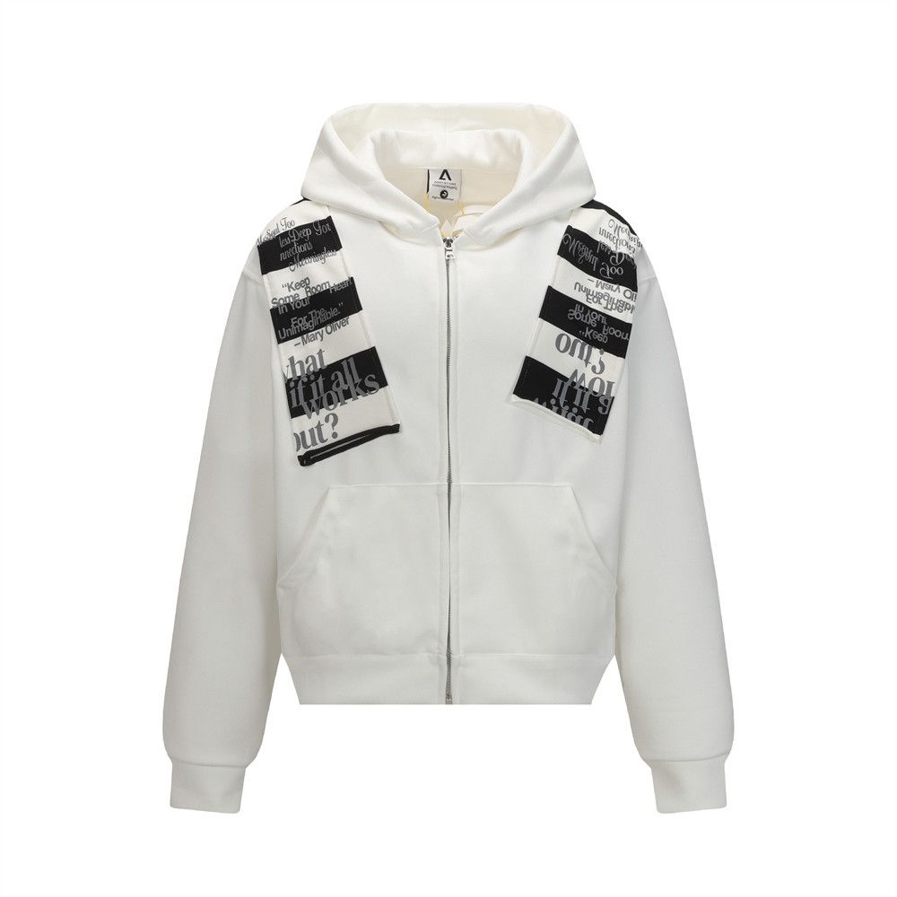 Color Block Striped Patchwork Hoodie Zipper Jacket Unisex Vibe Trendy American Style Loose Casual_viptrois.com