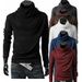 Men's Slim Fit Stacked Neck Knit Tee - Breathable Cotton Blend Long Sleeve Shirt, Minimalist Korean Style Basic Top_viptrois.com