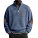 Men's Waffle-Knit Half-Zip Sweatshirt - Solid Color Stand Collar Pullover For Casual Fall/Winter Wear (S-XXXL)_viptrois.com