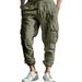 Workwear Casual Men's Trousers Large Size With Drawstring Multi Pocket Wide Tube Thin Cotton And Linen Summer Pants_viptrois.com
