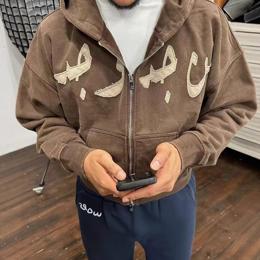 Retro Oversized Zip-Up Hoodie – Unisex Pullover With Bold Print, Y2K Streetwear Style_viptrois.com