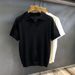 Men's Ivory White Ice Silk Knitted Polo Shirt Comfortable Hollow Out Pattern Short Sleeve Turn Down Collar T-Shirt Summer_viptrois.com