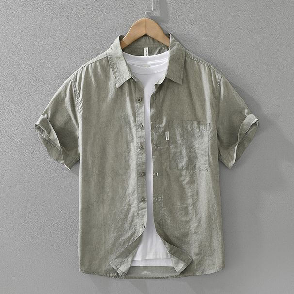 Minimally Breathable Short Sleeved Shirt For Men, Fashionable And Versatile, Artistic And Casual Loose Top_viptrois.com