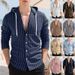 Men's Striped Hooded Cardigan – Long Sleeve Loose Fit Casual Shirt For Sports & Streetwear_viptrois.com