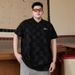 A Plate-sized Man Fills A Short-sleeved Short-sleeved Checkered Polo Shirt With A New Summer Trend. A Fat Man Adds A Plate-sized Top_viptrois.com