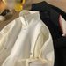 Unisex Hybrid Zip-Neck Sweatshirt – Streetwear Half-Zip Pullover With Contrast Stitching & Stand Collar (M-XXL, Anti-Wrinkle, Oversized Silhouette)_viptrois.com