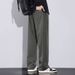 Retro Lyocell Striped Relaxed Fit Drawstring Pants For Men - Casual Loose Straight Leg Trousers With Elastic Waist (Black, Gray, Army Green)_viptrois.com