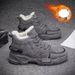 Men's Winter Work Boots High Top Casual Shoes With Fleece Lining, Waterproof Anti-Slip Rubber Sole For Outdoor Snow Hiking_viptrois.com