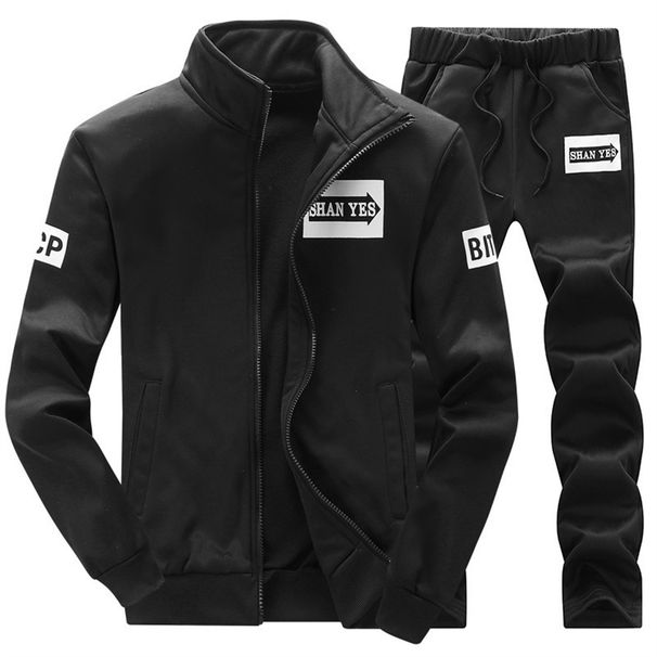 2026 Fashion Tracksuits Youth/Men Stand Collar Zipper Sweatshirts + Lace-Up Sweatpants Two-Piece Casual Sport Suits M-4XL_viptrois.com
