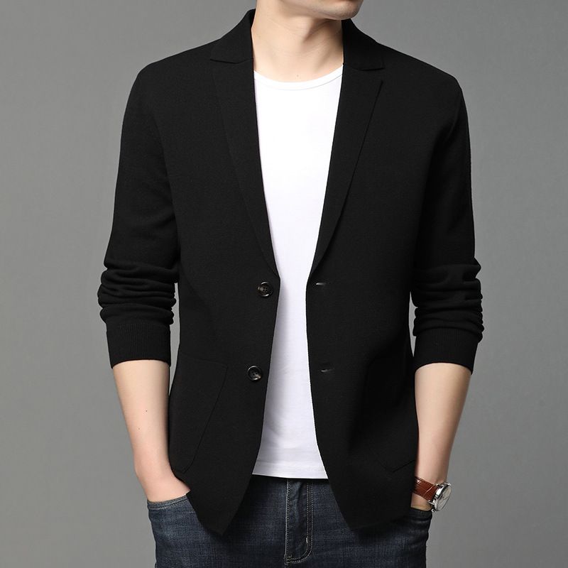 Men's Slim Fit Knit Cardigan Lightweight Long Sleeve Open Front Sweater Casual Solid Color Pullover For Spring & Autumn_viptrois.com