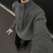 Men's Clothing Men’s High Neck Knit Sweater – Asymmetrical Button Oversize Pullover (Black/Wine/Grey/White/Navy) – Korean Streetwear Style_viptrois.com