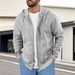 Men's Clothing Solid Color Heavy Retro Spring Autumn Winter Men's Fleece Top Jacket Solid Color Zipper Sweatshirt_viptrois.com