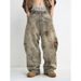 Men's Clothing High Street Retro Washed Tie Dyed Distressed Jeans For Men And Women Autumn High Waist Straight Wide Leg Mopping Trousers_viptrois.com