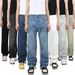 Men's Clothing Multi Color Straight Washed Jeans For Men Loose Straight Wide Leg Versatile Casual Trousers_viptrois.com