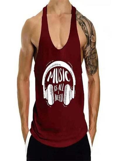 Men's Clothing Sports Vest Waistcoat Loose Summer Wide Shoulder Wear Fitness Training Sleeveless T Shirt One Piece_viptrois.com