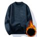 Men's Clothing Fleece-Lined Sweater Winter Warm Knit Pullover Soft Chenille Thermal Long Sleeve Casual Tops (Black, Beige, Dark Grey, Navy, Teal)_viptrois.com