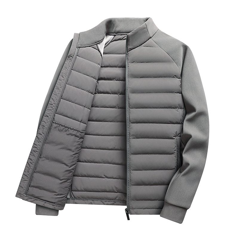 2025 Knitted Patchwork White Duck Down Men's Stand-up Collar Light Down Jacket For Autumn And Winter_viptrois.com