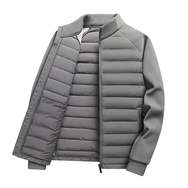 2025 Knitted Patchwork White Duck Down Men's Stand-up Collar Light Down Jacket For Autumn And Winter_viptrois.com