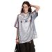 American-style Sports Short-sleeve T-shirt For Men Women, Loose And Breathable, Summer PU Leather Patchwork Hip-hop_viptrois.com