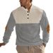 Men's Casual Button Up Collar Jacket European Size Autumn Winter American Fashionable Color Matched Pullover Sweatshirt_viptrois.com
