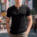 Summer New American Style Casual Men's Slim Fit Muscle Bamboo Henley Short Sleeve T-Shirt_viptrois.com