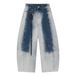 Men's Clothing Gradient Contrast Color Washed Ornament Jeans Scimitar Pants Men's American Loose Lazy Loose Feeling Wide Leg Trousers_viptrois.com
