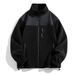 2025 Fashion Keep Warm Outerwear Zip-Up Jacket Men's Stand Collar Splicing Long Sleeve Casual Loose Zipper Fleece Sweatshirts_viptrois.com