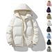 Winter Cotton-padded Men's Solid Color Hooded Down Cotton-padded Jacket, Couple Korean-style Trendy Loose Jacket, Warm Casual Top_viptrois.com