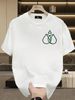 Men's 100% Cotton Short Sleeve T-Shirt With Minimalist Green Geometric Logo, Casual Loose Fit, Streetwear Style_viptrois.com