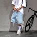 Cross-border Foreign Trade American Style Street Cool Denim For Men, Trendy Brand Loose Straight Five-point Shorts_viptrois.com