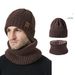 Knitted hat scarf set unisex winter thick warm hat two piece ear protection casual wool hat_viptrois.com