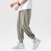 Men's Clothing Spring And Summer Pants Ice Silk Trousers Casual Pants Loose Straight Pants Handsome Nine Point Sports Pants_viptrois.com