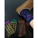 Retro Literary Style Geometric Houndstooth Socks Women's Mid Tube Socks Maillard Double Needle Double Path Niche Design Mid Tube Socks_viptrois.com