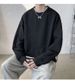 Men’s Oversized Baroque Print Crewneck Sweatshirt – Heavyweight Drop Shoulder Minimalist Pullover (White/Black, M-5XL)_viptrois.com