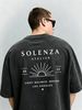 Vintage Washed Double-Sided Print Line Sunrise Sun Rays Letter Slogan Heavyweight 230g Cotton Men's LA Street Tee_viptrois.com