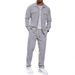 Men's Casual Sports Two Piece Suit Simple Button Pocket Lapel Jacket Straight Pants Suit_viptrois.com