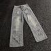 Early Spring New Hot Stamping And Floor Dragging Jeans, 2025 High Waist Loose Summer Versatile Fashion Wide Leg Pants,_viptrois.com