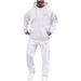 Men's Clothing Menswear Trendy Brand Heavyweight Knitted Sweatshirt Cardigan Set, Hello Letter Casual Hooded Sweatshirt Set_viptrois.com